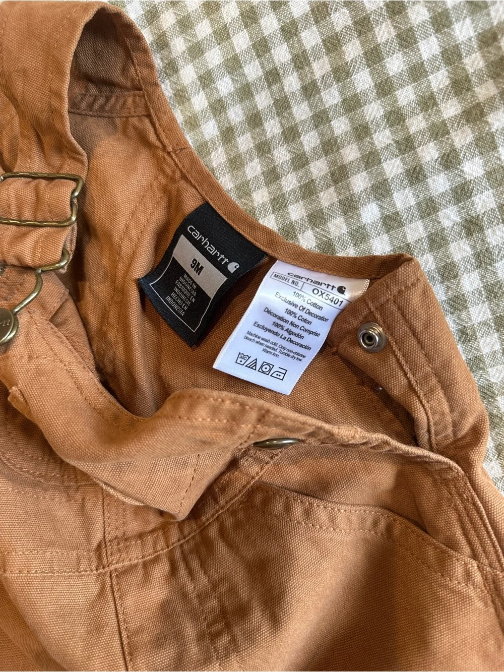 Carhartt Rust Brown Kids Short Overalls with Adjustable Straps